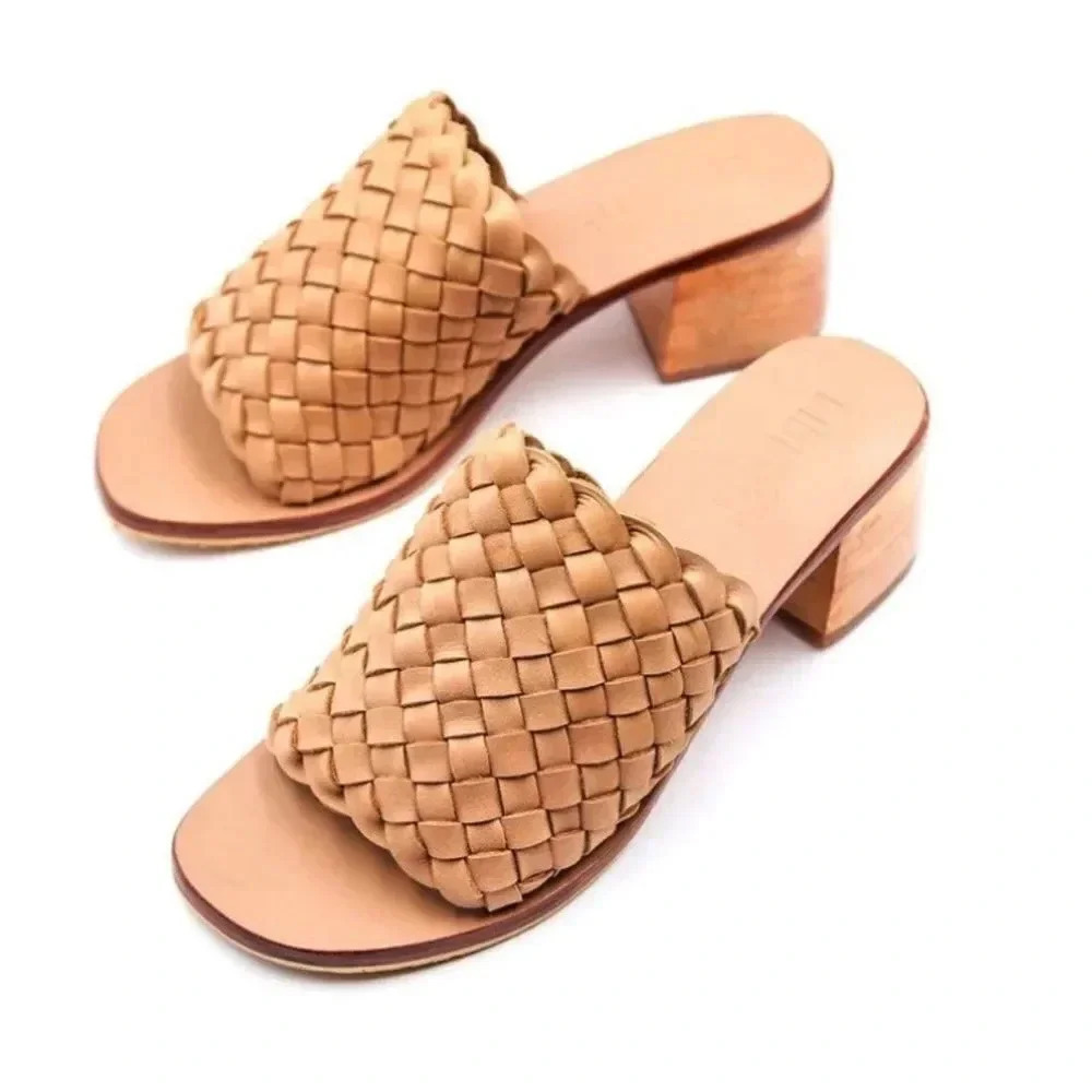 Liberte Santorini Woven Mule Leather Block Heel